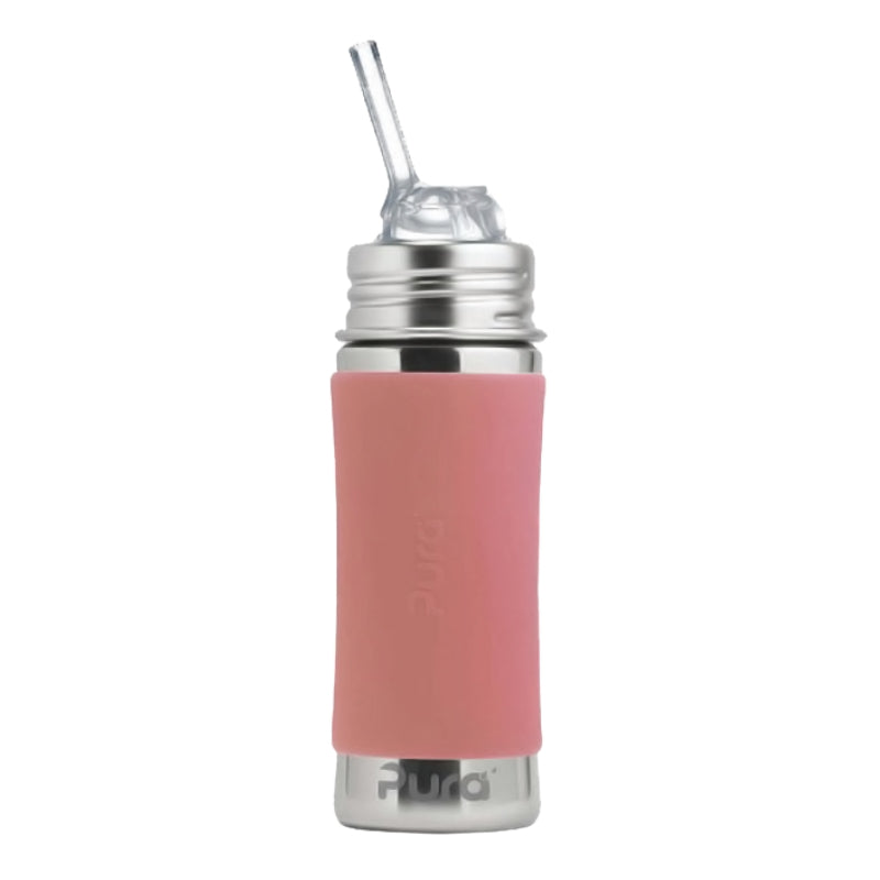 Pura Kiki 325ml Kiddo Straw Stainless Steel Bottle Rose