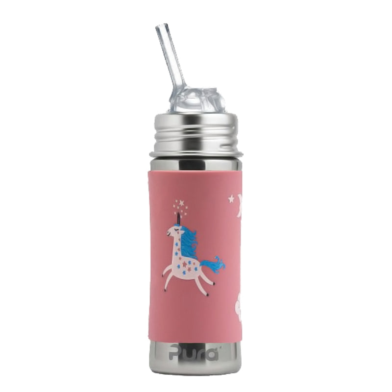 Pura Kiki 325ml Kiddo Straw Stainless Steel Bottle Unicorn