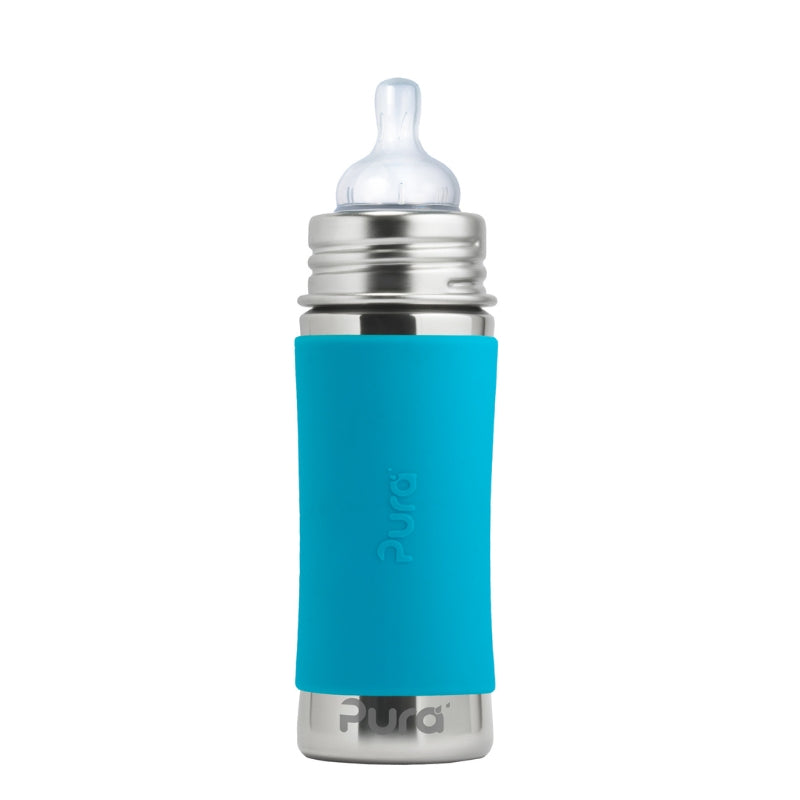 Pura Stainless 325ml Infant Stainless Steel Bottle Aqua Blue