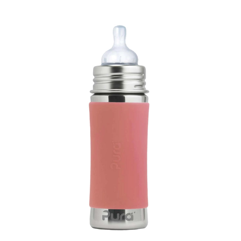 Pura Stainless 325ml Infant Stainless Steel Bottle Rose