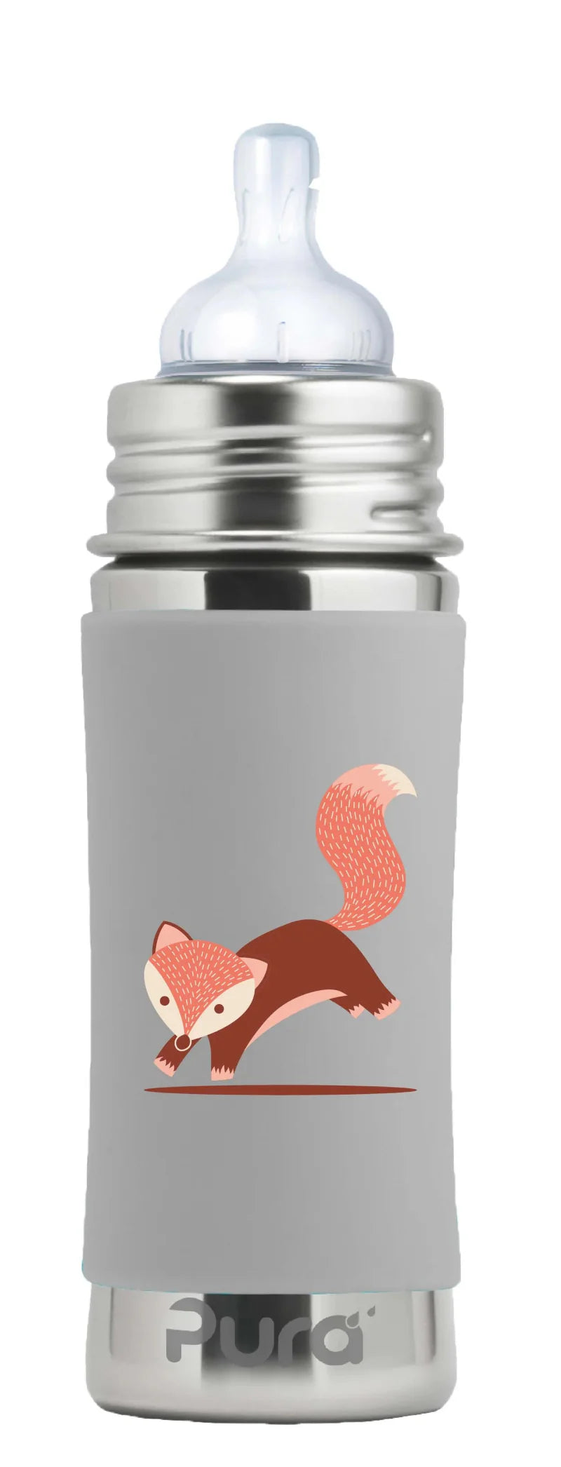 Pura Stainless 325ml Infant Stainless Steel Bottle Fox