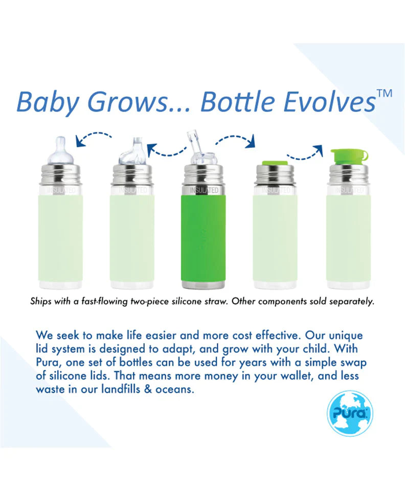 Pura Kiki® 260ml Insulated Kiddo Straw (Free Flowing) Stainless Steel Bottle